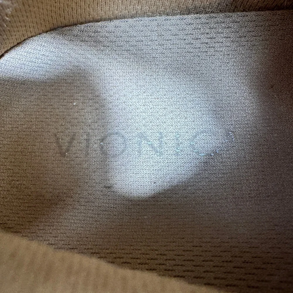 Vionic Nova Sneakers Mens 12 Tan Brown Suede Metallic Orthotic Walking Shoes